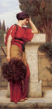 John William Godward Painting - La Pensierosa 1913 Neoclassicist lady John William Godward